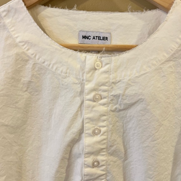 MNC Atelier Cotton Tunic Distressed Collar and Hem Couture Lagenlook Size Medium - Picture 4 of 14